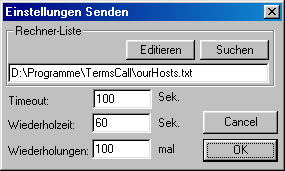Konfigurationfenster des Personal Callers