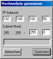 Eingabemaske Rechnerliste