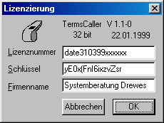 Lizenzierungsdialog des Callers