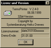 Versionsdialog 32bit